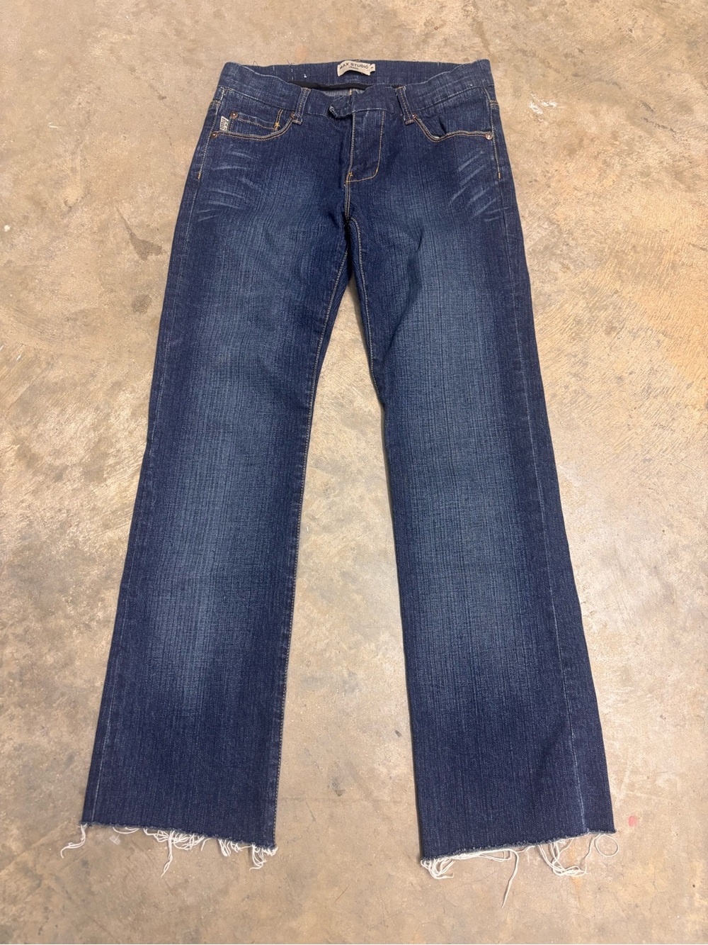 MAX STUDIO JEANS Size 2 Raw Hem Dark Wash Straight Leg Jeans Stretch
